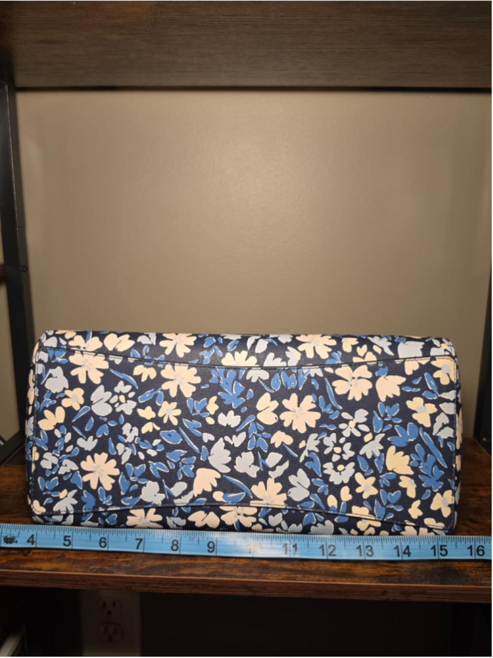 Kate Spade Floral Satchel Bag Blue and Cream - Picture 6 of 7